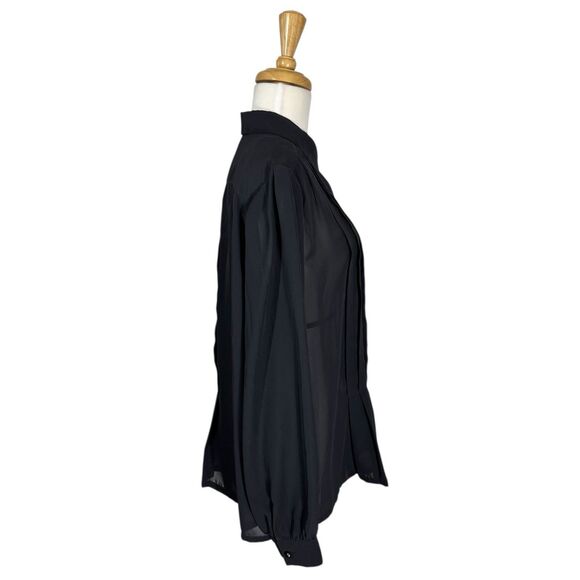 LA BLOUSE Vintage Plus 20W Black Pleated Button Down - Picture 2 of 5